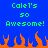 Green pixelated text 'Colel's so Awesome!' appears twice on a blue background above orange flames.