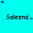 Cyan background with repeated 'Saleena' text and scattered blue stars in various positions across the