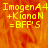 Yellow text on orange background with gray ; text reads "ImogenA4 +KionaN =BFF'S" in pixelated font across four