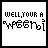 Static pixel art displays "WELLYOUR A" text above a stylized 'w' symbol with colored segments and small dots below, all on white background.