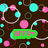 Pixelated green text boxes on dark brown background with cyan and pink circular shapes connected by lines.