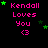 Pixelated text 'Kendall Loves You <3' in pink with green stars on black background, animated star movement.