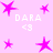 Pixelated pink background with scattered magenta stars and repeated white text "DARA <3" in four quadrants.