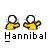 pixelated yellow figures with white heads performing sequential actions under the text 'Hannibal' on a gray background