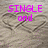 Pixelated beach scene with two heart shapes drawn in sand, overlaid with pink text reading 'SINGLE and WISHING for SOMEONE' across four