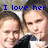 A pixelated image of two people with blue text above them reading "I love her BFF'seeee" in a static composition.