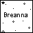 Pixel art of nine showing 'Breanna' text with color variations and star-like symbols in different hues across white backgrounds
