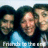 Group of people in a photo with text 'Friends to the end' visible on one frame, showing slight animation changes.