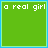 A 5x5 contact sheet of animated frames showing the text "a real girl" and "a perfect girl isn't" evolving into "perfect" on a green background with blue borders.