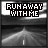 Pixelated black-and-white image with text "RUNAWAY WITH ME" over a road scene with light streaks.