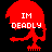 Red pixelated skull with 'IM DEADLY' text on black background, showing animation changes across four