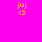 Four identical pixelated yellow text icons on bright pink background, each showing 'juj' above '<3' symbol.