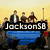 four distinct images with text overlays: 'Jackson58' over a group photo, 'Likes' over a collage, and 'glee' on a yellow background