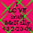 A static image with bright pink background and green diamond-shaped overlay, displaying text "I LOVE matt McNally <3 2-20-09" in black pixelated font
