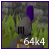 A pixelated character with a gray helmet and purple crest rotates left to right against a stone wall background, green grass visible below.