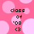 Pixelated pink background with light pink circles and black text reading 'class of '03 <3' in four identical quadrants.