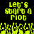 Yellow pixelated text 'Let's Start a Riot' on black background with yellow flame-like shapes below, two identical frames side-by-side.