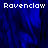 Blue-toned pixelated image with 'Ravenclaw' text in white block letters across three sections, featuring a dark blue abstract background and one solid gray section.