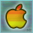 nine identical apple-shaped icons with a bite taken out, displayed on a striped background with subtle color shifts
