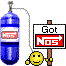 Animated sequence showing blue nitrous oxide tanks connected to signs reading 'Got NOS' with yellow smiley faces, some frames displaying white exhaust effects.