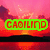 Pixelated sunset background with three variations of the text 'CAOILIND' in green, cyan, and blue outlines over a black horizontal band.