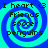 Four identical pixelated display text over a blue and cyan spiral background with no visible animation changes