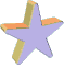 Six 3D star-shaped objects in varying colors and orientations against a gray background, each with orange and yellow accents on one point.