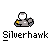 Animated pixel art contact sheet showing a character with gray body, white face, blue helmet markings, and yellow object across eight frames with subtle pose changes.
