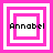Four square display a sequence of pink and white concentric squares with the text 'Annabel' overlaid in black pixelated font