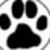 Black paw print icon with four rounded toe pads and a large central pad on white background, rendered in pixelated style.