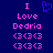 Blue background with pink text reading "I Love Dedria" and two of pink heart symbols, with a blue heart outline above the text