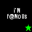 Four quadrants display 'i'M F@NoUs' text with star symbols; top-left black background, top-right green, bottom-left bright green, bottom-right dark green.