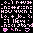 A static contact sheet of six identical frames showing pixelated pink text and heart symbols on a black background, repeating the phrase "you'll never understand how much I love you & I'll never understand why" with alternating light and dark pink lettering.