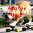 Pixelated static image of a dog on a skateboard with red text overlay reading "Skater dog!!" against an outdoor background.