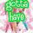Green text bubbles spell 'gotta have my ipod' over a pixelated background of people with raised arms and pink floral patterns.