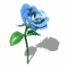 A 5-frame animated contact sheet of a blue rose with green leaves and stem, showing subtle motion across frames against a white background with gray shadows.