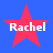 Four red star-shaped icons with white text "Rachel" on a blue background, arranged in a