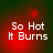 Four- of identical text-based images with red and green backgrounds and white pixelated text reading "So Hot It Burns"