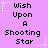 Pixelated text "Wish Upon A Shooting Star" repeated in a on a purple background with white star accents