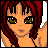 Pixel art of a red-haired character with brown eyes, showing sequential changes in eye expression and text overlays across a