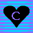 A 48x48 pixel animated buddy icon featuring two heart shapes with a stylized 'C' inside, displayed side-by-side in a contact sheet format against a striped background.