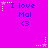 A bright pink background displays repeated text "I love Mal <3" with animated star and dot patterns changing across frames.