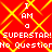 Red background with yellow diamond lattice pattern, white pixelated text repeating 'I AM a SUPERSTAR! SUPERSTAR! No QuestionNo Question' in two