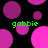 Black background with scattered pink and magenta circles of varying sizes, some partially cut off, with green text reading 'gobbie' in four locations.