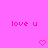 Pixelated pink background with two identical 'love u' text blocks and heart symbols below each.