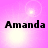 A pink background with four identical each displaying the name "Amanda" in black text, featuring subtle light effects