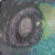 Animated contact sheet showing five sequential frames of a circular icon with swirling patterns and shifting background colors.