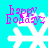 Four identical pixelated snowflakes with 'happy holidays' text on a cyan background, each with a distinct snowflake shape variation.