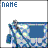 Pixelated blue and white icon of a vehicle with diagonal strap, displayed in with text above