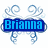 Four blue text banners with decorative swirls, displaying variations of 'Brianna' and 'with thanx!' in pixelated font.